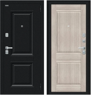 Дверь Браво Некст МФ/BChrome Букле черное/Cappuccino Melinga