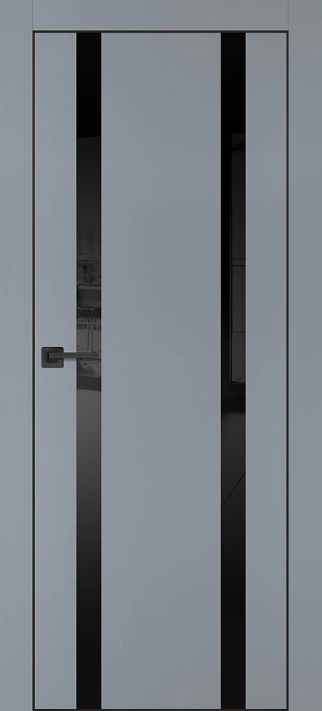 Фото Межкомнатная дверь PX-9  черная кромка с 4-х ст. Серый матовый