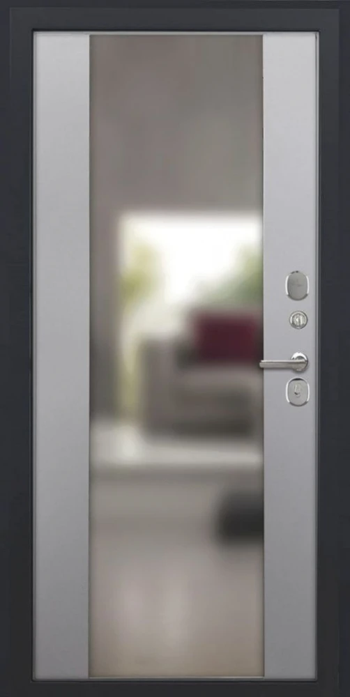 Входная дверь ДвериПРО L-45 Алиса (16мм, ПВХ софт грей, зеркало) DPRO200121 внутренняя сторона