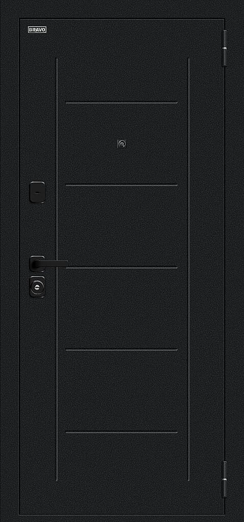 Входная дверь Борн/SBlack Букле черное/Riviera Ice BR6184 внешняя сторона