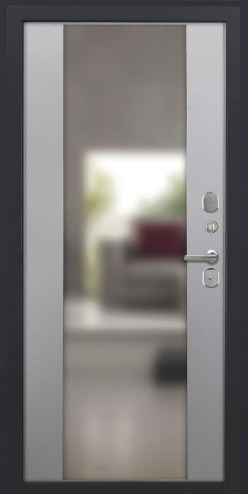 Входная дверь ДвериПРО L-3b Алиса (16мм, ПВХ софт грей, зеркало) DPRO197897 внутренняя сторона